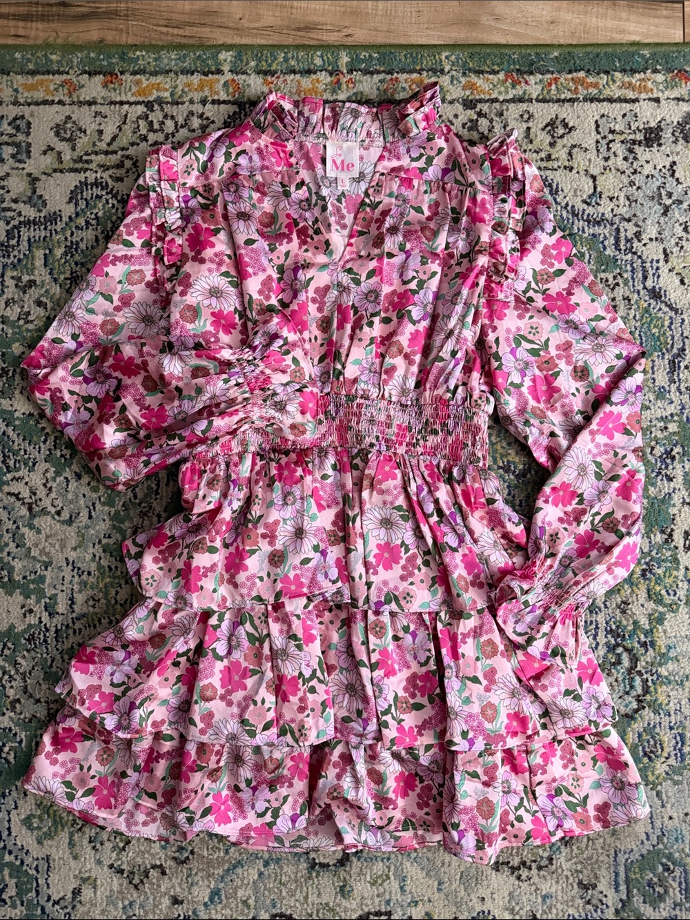 So Me Tiered Ruffle Pink Floral Dress